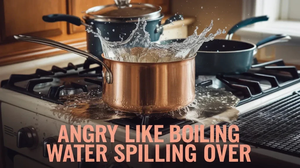 Angry like boiling water spilling over