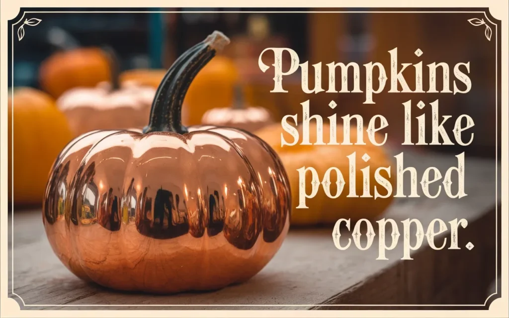 Pumpkins shine like polished copper